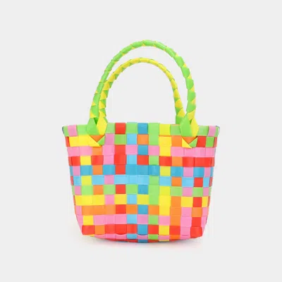 Fashnzfab Basket Weave Mini Micro Tote Bag In Multi