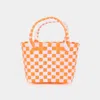 Fashnzfab Basket Weave Mini Micro Tote Bag In Orange