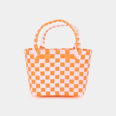 Fashnzfab Basket Weave Mini Micro Tote Bag In Orange