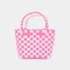 Fashnzfab Basket Weave Mini Micro Tote Bag In Pink