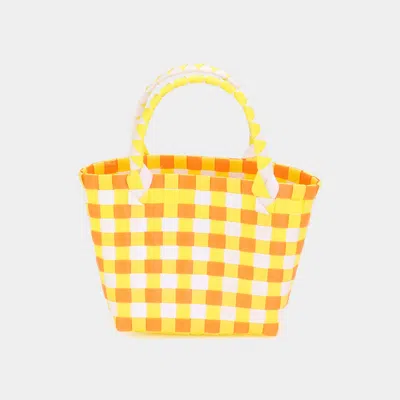 Fashnzfab Basket Weave Mini Micro Tote Bag In Yellow