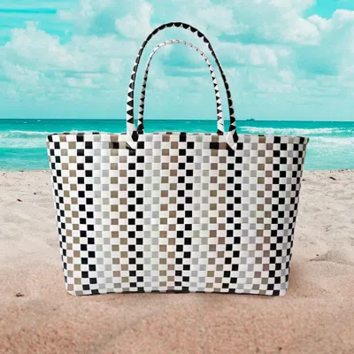 Fashnzfab Basket Weave Oversized Tote Bag / Shoulder Bag In Black