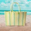 Fashnzfab Basket Weave Oversized Tote Bag / Shoulder Bag In Green