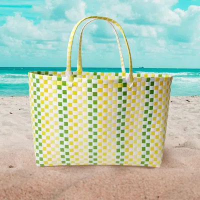 Fashnzfab Basket Weave Oversized Tote Bag / Shoulder Bag In Green