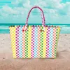Fashnzfab Basket Weave Oversized Tote Bag / Shoulder Bag In Multi
