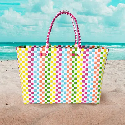 Fashnzfab Basket Weave Oversized Tote Bag / Shoulder Bag In Multi