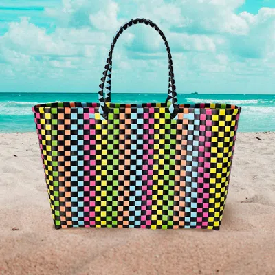 Fashnzfab Basket Weave Oversized Tote Bag / Shoulder Bag In Multi