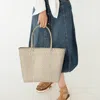 Fashnzfab Basket Weave Tote Bag / Shoulder Bag In Sand