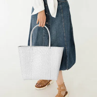Fashnzfab Basket Weave Tote Bag / Shoulder Bag In White