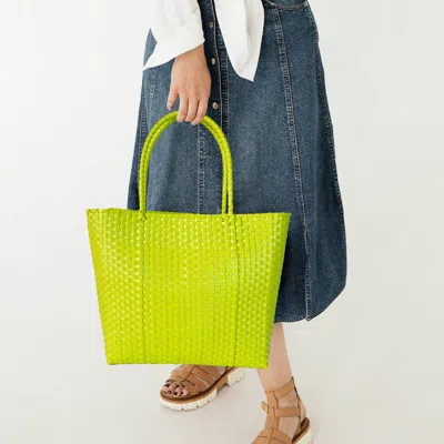 Fashnzfab Basket Weave Tote Bag / Shoulder Bag In Yellow