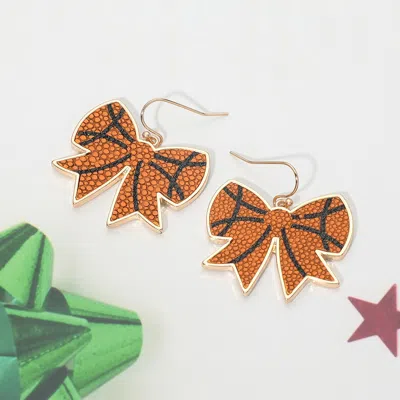 Fashnzfab Basketball Bow Charm Drop Dangle Earrings In Orange