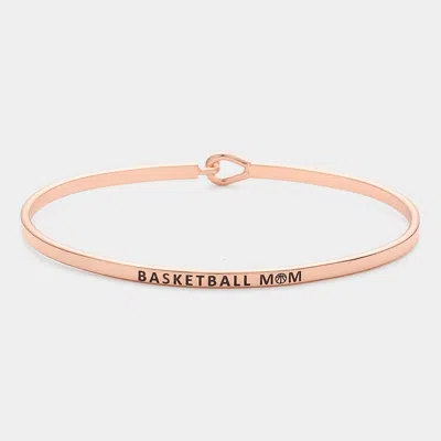 Fashnzfab Basketball Mom Thin Brass Metal Hook Bracelet Rose Gold