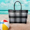 Fashnzfab Basketry Weave Tote Bag / Shoulder Bag In Black