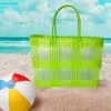 Fashnzfab Basketry Weave Tote Bag / Shoulder Bag In Green