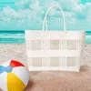Fashnzfab Basketry Weave Tote Bag / Shoulder Bag In White