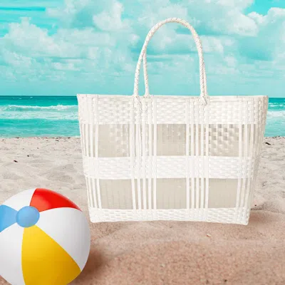 Fashnzfab Basketry Weave Tote Bag / Shoulder Bag In White