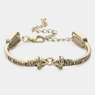 Fashnzfab Be Brave Keep Going Message Arrow Bracelet Antique Gold In Silver
