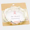 Fashnzfab Be Brave Survivor Pink Ribbon Stretch Bracelet Antique Silver, Pink In Multi