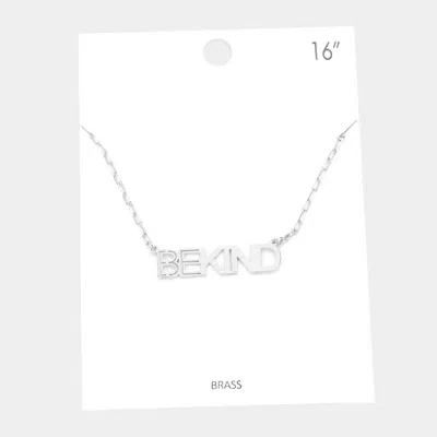 Fashnzfab Be Kind Brass Metal Message Pendant Necklace In Metallic