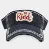 Fashnzfab Be Kind Vintage Visor Hat In Black