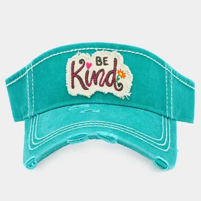 Fashnzfab Be Kind Vintage Visor Hat In Blue