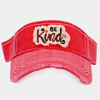 Fashnzfab Be Kind Vintage Visor Hat In Pink