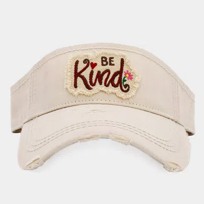 Fashnzfab Be Kind Vintage Visor Hat In Sand