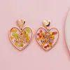 Fashnzfab Be Mine Message Glittered Enamel Heart Dangle Earrings In Red