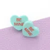 Fashnzfab Be Mine Message Heart Stud Earrings - Blue In Blue
