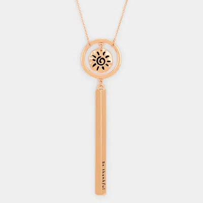 Fashnzfab Be Thankful _ Patterned Sun Necklace In Gold