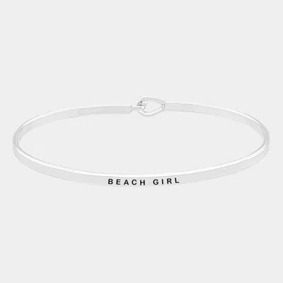Fashnzfab Beach Girl Brass Thin Metal Hook Bracelet In Silver