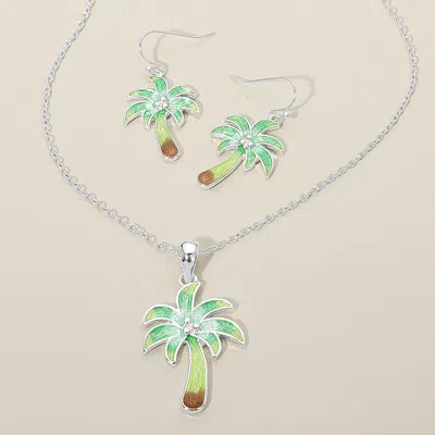Fashnzfab Beach Inspired Palm Tree Necklace In Multi