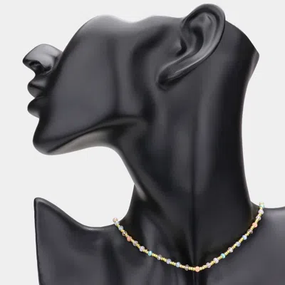 Fashnzfab Bead Accented Necklace In Multi