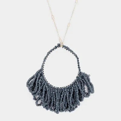 Fashnzfab Bead Cluster Decor Long Necklace In Blue