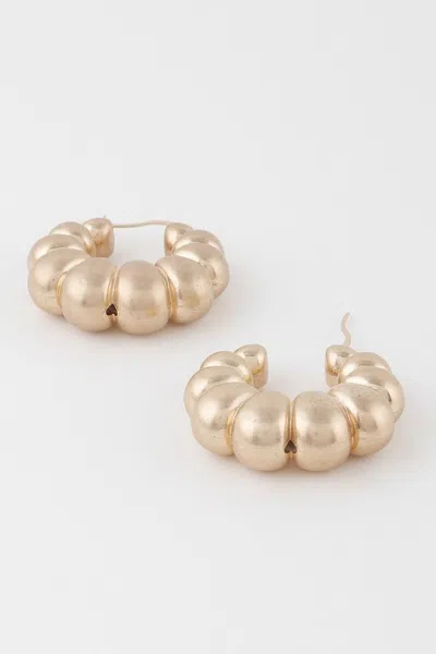 Fashnzfab Bead Crescent Hoop Earrings In White