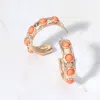 Fashnzfab Bead Embellished Hammered Metal Hoop Earrings In Orange