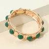 Fashnzfab Bead Embellished Hammered Metal Stretch Bracelet Green In Green