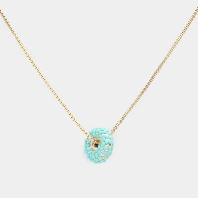 Fashnzfab Bead Embellished Ring Pendant Necklace In Brown