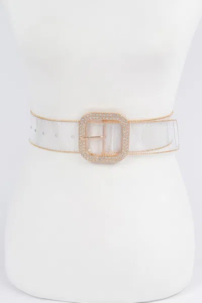 Fashnzfab Bead Frame Clear Belt In Gold
