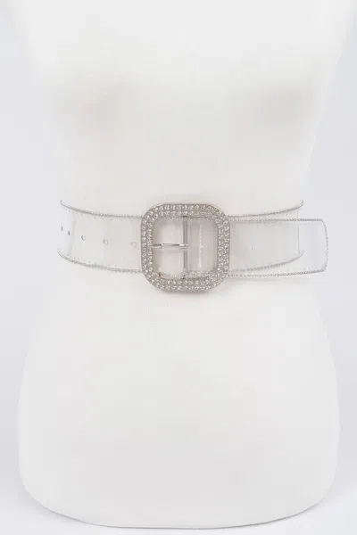 Fashnzfab Bead Frame Clear Belt In Green