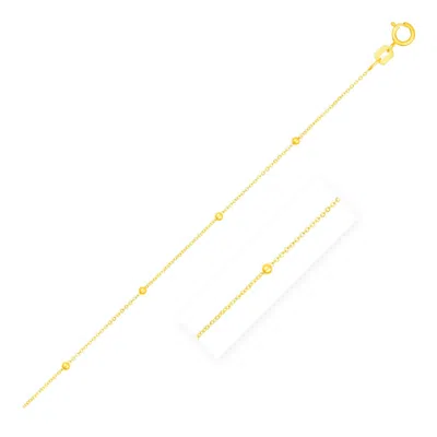 Fashnzfab Bead Links Saturn Chain In 14k Yellow Gold (1.80 Mm)