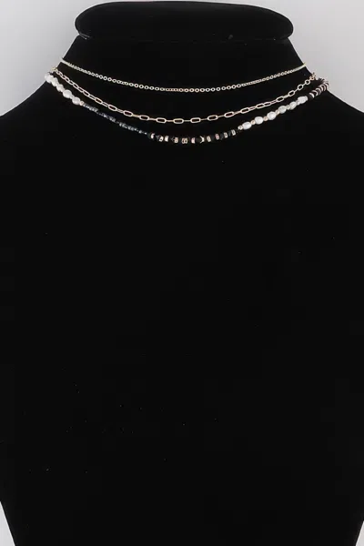 Fashnzfab Bead N Chain Choker Necklace In Black