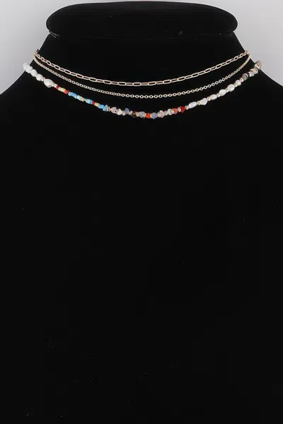 Fashnzfab Bead N Chain Choker Necklace In Multi