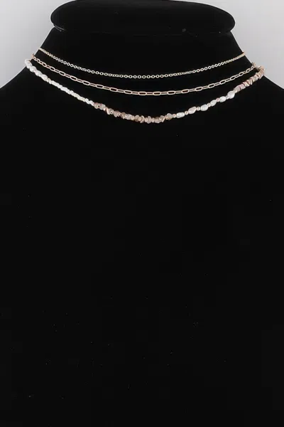 Fashnzfab Bead N Chain Choker Necklace In White