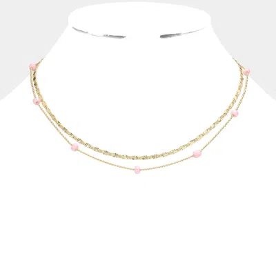 Fashnzfab Bead Station Double Layered Necklace In Gold