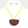Fashnzfab Bead Stone Embellished Watermelon Necklace In Multi