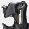 Fashnzfab Bead Strand Tassel Earrings In Sand