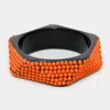Fashnzfab Bead Studded Geometric Bangle Bracelet Orange, Black In Multi