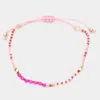 Fashnzfab Beaded Adjustable Cinch Pull Tie Bracelet Pink In Pink