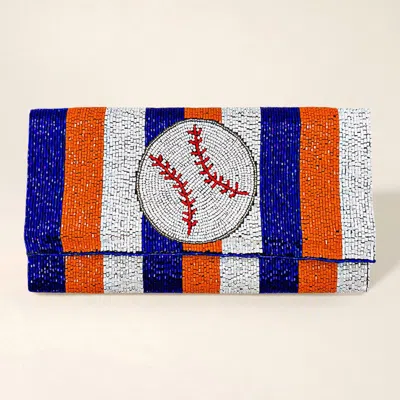 Fashnzfab Beaded Baseball Clutch / Crossbody Bag In Multi